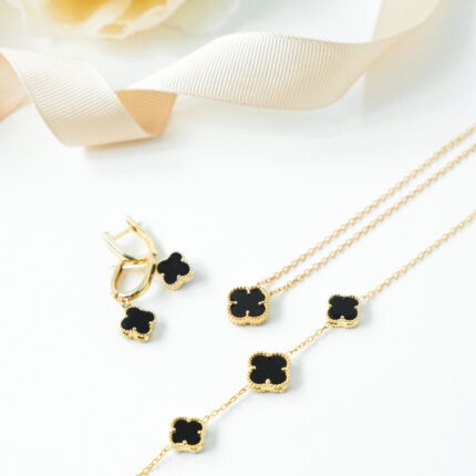 Komplet gold crna detelina 3 dela