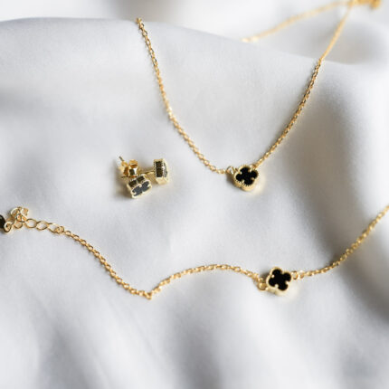 Mini komplet crna detelina boja srebra zuta